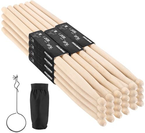 LDHHYH 12 Paar Trommelstöcke 5A, Schlagzeug Sticks, klassische Ahornholz Drumsticks, Drumsticks, Trommelstöcke, Drum Sticks, 5A Schlagzeug, Sticks Holzspitze Drumsticks für Rock Band Musikinstrument