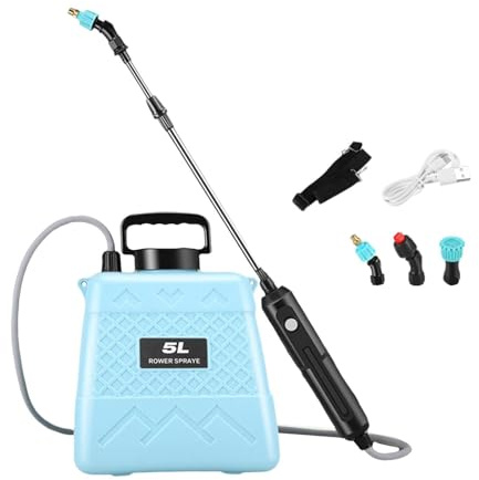 perfk Pulverizador eléctrico para césped, pulverizador de alta presión, fácil de transportar, práctico pulverizador de agua, pulverizador de jardín para, 5l Azul