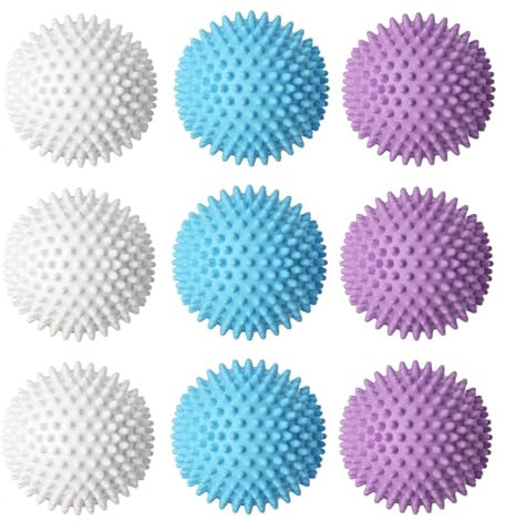 9 Stück Waschbälle, Wiederverwendbare Waschball für Waschmaschine Trocknerbälle Wäsche Wäschetrockner Trockner Ball Trocknerkugeln Waschkugel für Flauschigere Wäsche