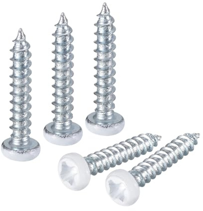 QUARKZMAN 50 Stück Flachkopfschrauben M2x12mm Weiße Linsenkopf-Selbstbohrschrauben aus Kohlenstoffstahl Fassadenschrauben Phillips Holzschrauben für Holzarbeiten, Silber Blau