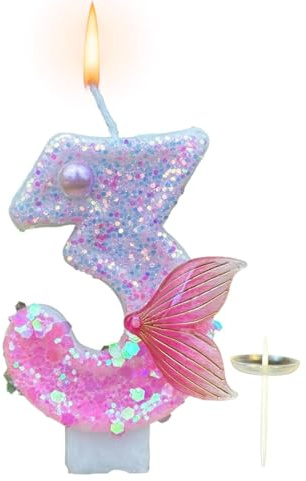 Birthday Candle Cake Candle Glittering Fishtail Design Glossy Pink Bath de Candle 0-9 Numerical Set Birthday Cake Decoration Wedding Party Decoration for Party