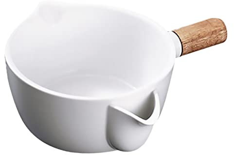 ULTECHNOVO Bol Séparateur pour Soupe à L'huile en Céramique Blanche Poignée Antidérapante, Filtre Graisse Cuisine et Restaurant