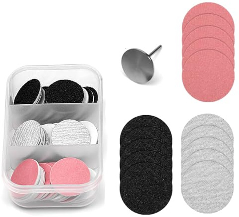 YUNYU 120-Piece Pedicure Sanding Disc Set – Includes 80/120/180/240 Grit Foot Grinder Pads, 2 Metal Bits & 25mm Replacement Sanding Paper, for Electric Callus Remover & Nail Drill Accessories