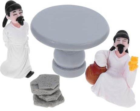 Mipcase 4stücke Teiliges Retro Tisch Und Stühle Miniatur Figuren Für DIY Mikrolandschaft Und Zen Garten Dekoration Chinesischer Stil Zubehör Für Terrarien Und Miniaturgärten