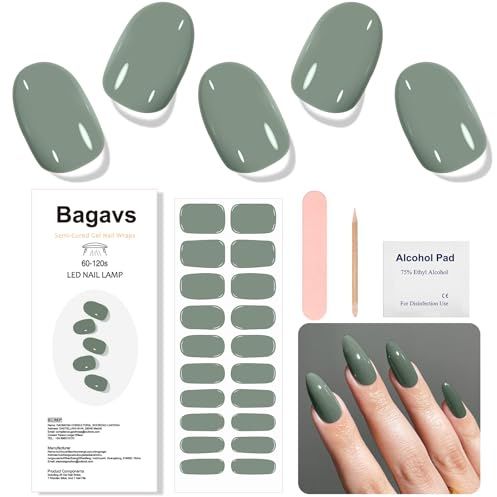 Bagavs Unghie Gel Adesive UV 20 PCS - Verde Scuro | Strisce Semiindurite Autoadesive per Manicure Casa