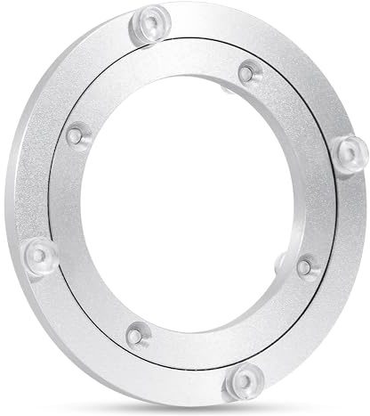 Yesaler Cuscinetto per Giradischi in Lega di Alluminio Vassoio Girevole in Alluminio Cuscinetto Rotante di 360 Gradi per Tavolo da Pranzo Torte Monitor TV (6 Inch)