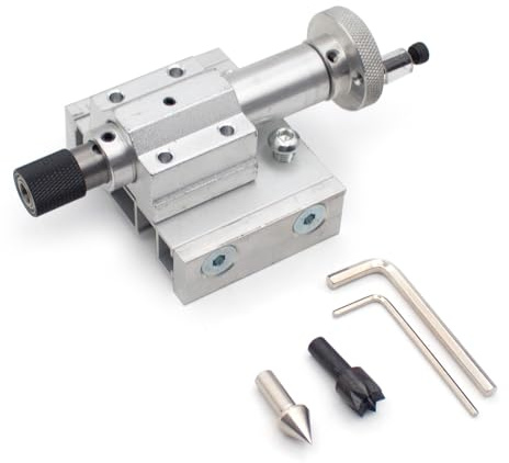 LeTkingok Mini Tornio con Contropunta Mobile, Micro Tornio per Rettifica, Lucidatura e Taglio a Sfere, Contropunta Fissa Retrattile per Legno, Accessori Fai Da Te