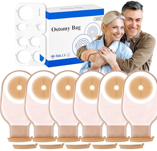 20 sacchetti per colostomia da 15 mm-65 mm, alloggiamenti per stomia monoblocco per la cura della stomia da lostomia, tagliati per adattarsi.