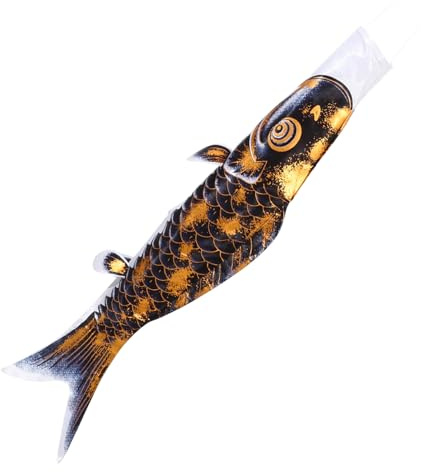 Toyvian Japanese Koinobori Carp Flag Hot Stamping Design Hanging Windsock Wall Decor for Home and Outdoor Festival Celebration Decoration Black