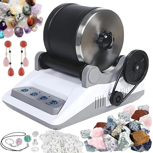 ZSJSM Kit de Machine Rock Tumbler avec minuterie à 7 Jours et polisseur détachable - Machine de Polissage en Pierre électrique pour Les gemmes de Bricolage, Les rochers, Les Cristaux - Les Enfants et
