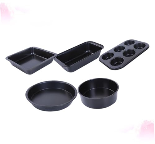 Hohopeti 5 piezas Bandejas para Hornear Acero al Carbono con Moldes Redondos y Rectangulares Antiadherentes Molde Desmontable para Tartas y Pizza Base Extraíble para Fácil Desmoldeo Apto