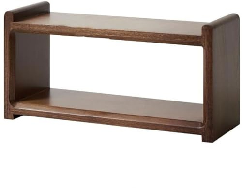 BDMRY 2-stufiges Kaffeetassen-Displayregal aus massivem Holz, in Walnussfarbe, hölzerner Tassenhalter für die Arbeitsplatte, Küchen-Ablagefläche, Gewürzglas-Organizer für Home Walnut