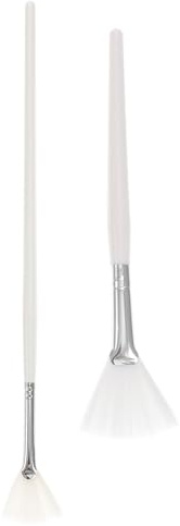 Pennello Ventaglio Viso Bianco 2 Pezzi, Applicatore Maschera | Manico in Alluminio, Setole Corte e Larghe, Tocco Delicato, Facile da Pulire