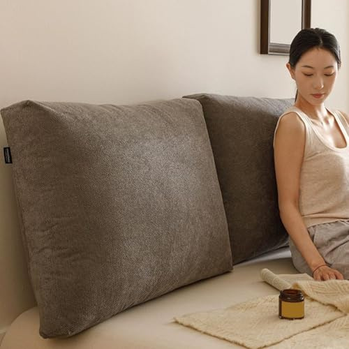 ZZYK Braun,Twin/100cm,Kopfteil Positionierung Sunterstützung Gepolstertes Bett Kissen Baumwollfüllung Großes Rückenlehnen-Kissen Abnehmbares Lesekissen Sofa Tagesbett Ruhepolster