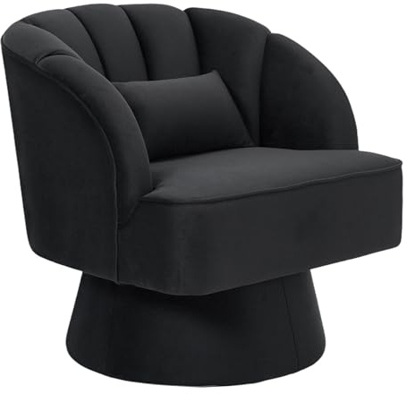 Sillón giratorio con 360 grados, moderno sillón tapizado con cojín suave, sillón con reposabrazos, adecuado para salón, dormitorio, oficina en casa, perfecto para esquinas de lectura o zonas de