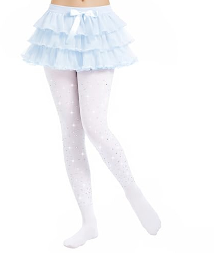 Zidoley Strumpfhose mädchen 60 Den Halb-blickdichte Glitzernde Strass Ballett Strumpfhose, Strumpfhosen Mädchen, Microfaser Tanzstrumpfhose mit Fuß