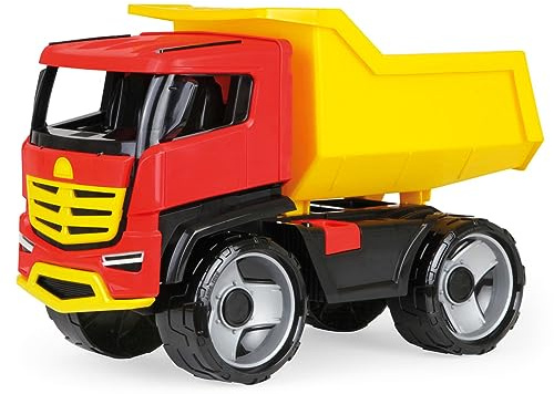Lena – starka giga truck dump titan, tipplastbil ca 51 cm, stor byggarbetsplats, leksaksfordon för barn från 3 år, stabil tippbil, med tråg att luta, 2143, röd, gul, svart
