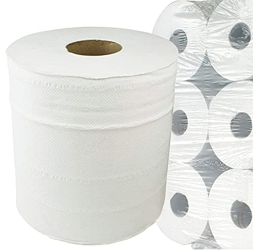 12 Rolls Centrefeed White 2ply Paper Towels Embossed Wiper Cleaning Multipurpose Wiper Roll