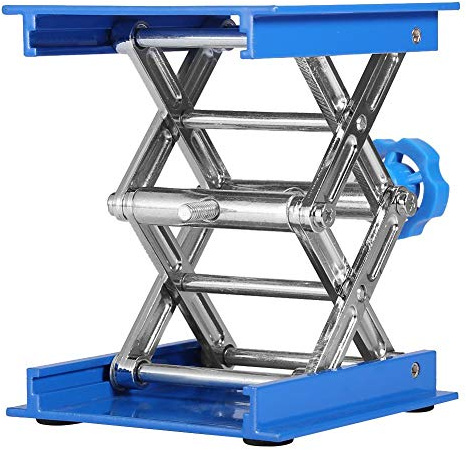 Labor Hebebühne 100x100mm, Lab Scissor Jack aus eloxiertem Aluminium, Höhenverstellbare Laborhebeplattform von 45mm bis 158mm, Laborständer für Chemie, Physik & Biologie