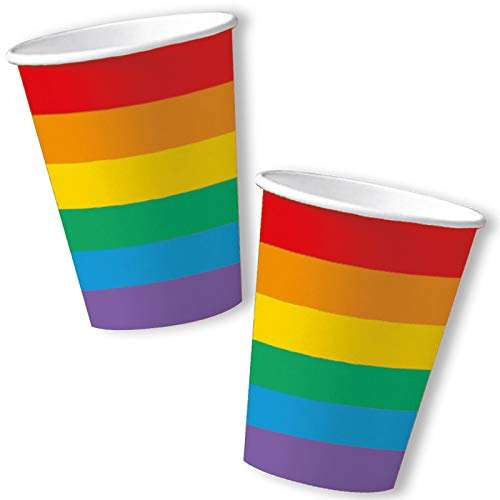 DH-Konzept 10 Becher * REGENBOGEN FARBEN * für Party und Geburtstag | Mottoparty Kindergeburtstag Pappbecher Partybecher Cups Pride Gay LGBT