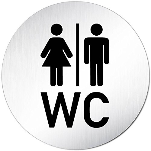 Kinekt3d Leitsysteme XXL Toilettenschild WC • Ø 100mm • Aluminium (eloxiert) • Türschild Hinweisschild