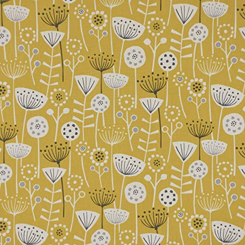 Fryett`s Dekostoff Baumwollstoff Blumen abstrakt gelb ocker 138cm