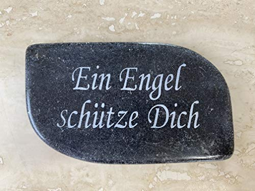 meytrade Marmor Gedenkstein mit Trauerspruch 'EIN Engel Schütze Dich' Grab Deko Naturprodukt