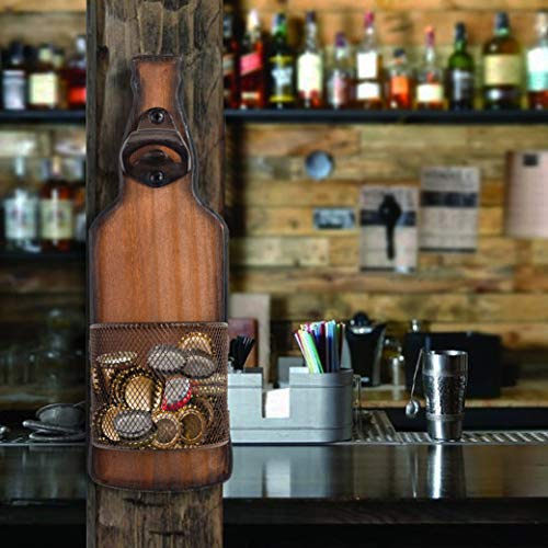 ZGZD Apribottiglie da parete in legno con tappo apribottiglie, ideale come regalo per uomini e amanti della birra