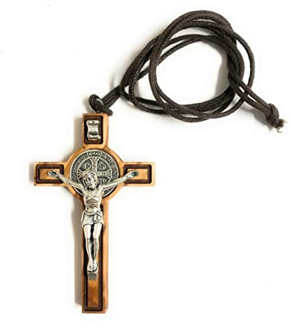 IL SOLE Croce di San Benedetto in legno d'ulivo H7 centimetri Mod.1