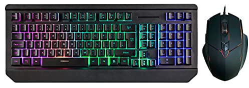 Gaming Keyboard (UK Layout) CiT Blade Rainbow Wired Keyboard and RGB Mouse Combo Set | Black