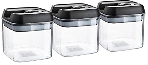 Argon Table Food Storage Containers with Airtight Flip Lock Lids - 500ml - Black - 9 Pack - Plastic Kitchen Storage Pantry Food Organiser for Cereal, Oats, Sugar, Coffee, Biscuits, Tea