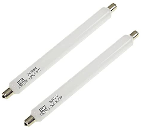 TBE Lighting Lot de 2 ampoules LED 6 W S15s – Lot de 2 unités – 284 mm de longueur, lampe tubulaire pour miroir à intensité non variable, sortie 400 lumens, durée de vie 20 000 heures (blanc chaud