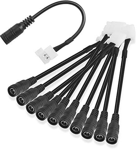 PNGKNYOCN Conector LED de 2 Pines DC 5,5 mm x 2,1 mm Enchufe Hembra a Clip de Tira de luz sin Soldadura de 2 Pines de 8 mm de Ancho para Tiras de luz LED 3528 5050 (Paquete de 10)