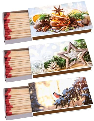135 Kaminhölzer (3 Packungen à 45 STK) 100mm lang Kaminstreichholz Streichhölzer Kaminanzünder Zündhölzer Zigarre Pfeife Kamin Grill Kerze Lange Brenndauer (Winter)