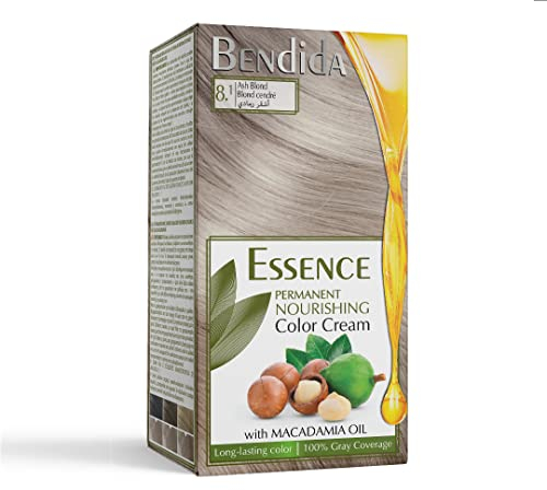 Bendida Permanente Haarfarbe 120 ml mit Macadamia-Öl und 6% Oxidationsmittel | 100% Grauhaarabdeckung & langanhaltender Glanz | Set mit Vor-Serum, Farbcreme & Fixier-Conditioner (8.1 Ash Blonde)