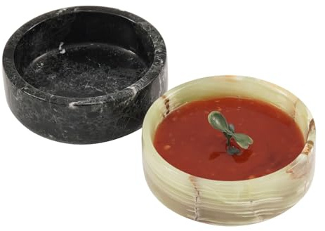 Radicaln Marble Sauce Cups 3.5'' Inches Black and Green Handmade Sauce Dish For Dinnerware Sets Ideal Sauce Bowl & Small Dipping Sauce Cups Set of 2 Ramekins Small Bowl for Dips