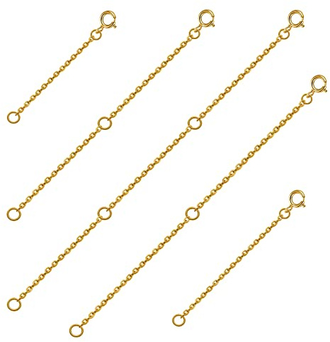 TOAOB 5 Stück Edelstahl Kettenverlängerung Gold Extender Ketten 5cm 7.5cm 10cm 13cm 15cm Armband Verlängerungskette für Schmuckherstellung