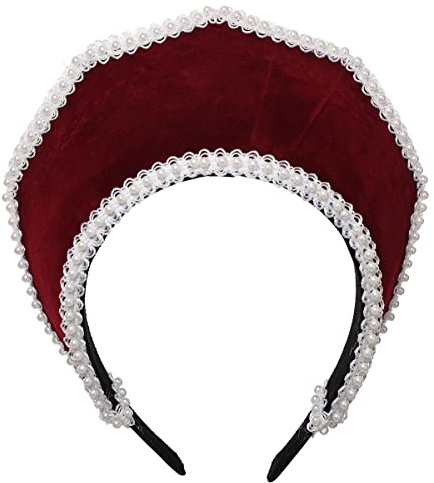 BPURB Renaissance Elizabethan Tudor Queen Royal Coronet Kapuze Hut für Damen Anne Boleyn Stirnband Viktorianische Kopfschmuck