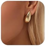 RIXERKOC 18K Ohrringe Dupes, Chunky Gold Creolen Damen, Leichtgewicht Wassertropfen Hollow Open Hoops, hypoallergene vergoldete Ohrringe Modeschmuck für Damen und Mädchen