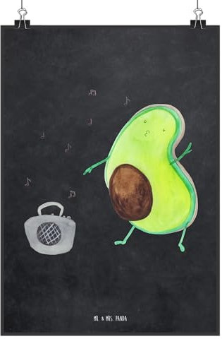 Mr. & Mrs. Panda Bild Avocado Tanzen DIN A1 - Geschenk, Musik, Poster, Party, Wandbild, Deko, Plakat, Fröhlich, Singen, wanddeko