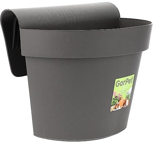 GarPet Geländertopf Balkon mit Wasserspeicher Blumentopf Zaun Blumenkasten Geländer Geländerkasten Balkontopf Balkonkasten Anthrazit Außenbereich 21 x 29 x 23 cm