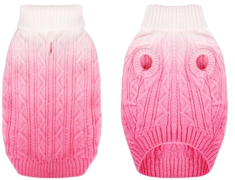 CITÉTOILE Warme Winter Hund Pullover, Weiche und Bequeme Gestrickte Hundemantel, Turtleneck Haustier Kleidung für das Kalte Wetter, Farbverlauf eingestellt für Kleine Mittlere Haustiere, Rosa, S