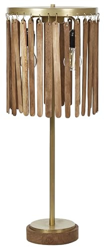 Beliani Tischlampe Mango-Holz dunkelbraun 1-flammig Wasserfall-Optik handgemacht Sabari