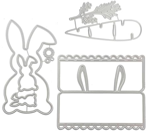 Set di 3 stencil per goffratura pasquale, motivo: coniglietto pasquale, per scrapbooking, biglietti di auguri, artigianato e decorazioni pasquali