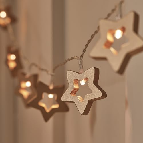 Lights4fun 20er LED Stern Lichterkette warmweiß Kinderzimmer Lichterkette mit Fernbedienung und Timer
