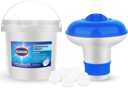 Chlortabletten für Pool 300g mit schwimmendem Spender: Poolpflege Chlorstabilisat Granulat für Schwimmbad, Planschbecken, Spa-Badewannen, Poolwasser-Reinigungsset