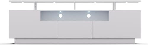 blumfeldt TV Board Weiss, Wohnzimmer Möbel für TV, 150 cm Fernsehschrank mit Color-LEDs, Großes TV-Lowboard, Niedrige TV-Schränke mit Stauraum, Schrank für Fernseher, TV-Schrank Modern, Weiß