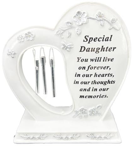 Angraves Special Daughter Graveside Memorial Wind Chime Heart Grave Plaque Ornament Decoration