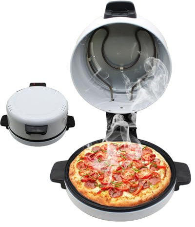 1800W Electric Pizza Maker, 12 inch Portable Countertop Pizza Oven, 220°C Fast Heating/Non Stick Surface/Indicator Light, for Making Arabic Bread, Quesadillas, Home Kitchen, Outdoor Camping