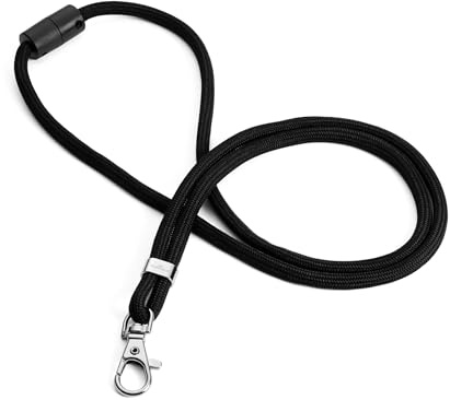 Durable Schlüsselband mit Karabiner, Lanyard, 10 Stück, schwarz, 824101 | Rundgewebtes Textilband, Bandlänge 46 cm, mit Sicherheitsverschluss, Ideal als Ausweishalter, für Schlüssel, Namensschilder